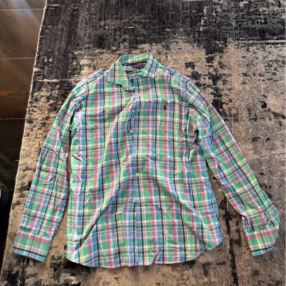 Ralph Lauren Green Plaid Multicolor Long-Sleeve Button-Down Shirt